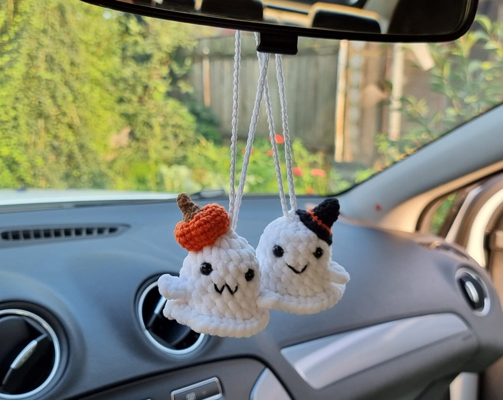 Ghost Car Accessories Halloween Car Decor Cute Ghost Couple Rear View  Mirror Charm 