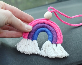 Bisexual car accessories Macrame Pride Rainbow