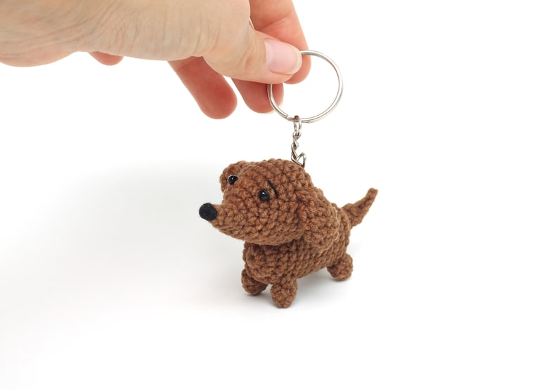 Crochet Dachshund Dog Keychain Etsy