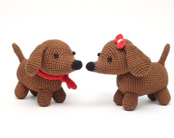 Crochet dachshund dog toy Couples gift