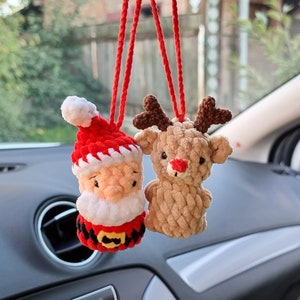 Christmas car decor Deer and santa, gingerbread, elf, snowman car accessories Christmas car ornaments