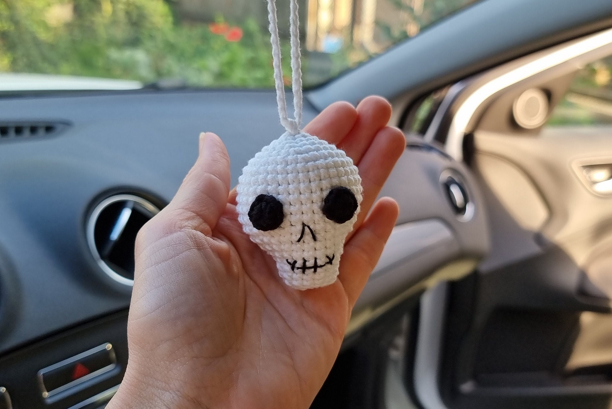 Gothic Car Accessories Skull Pendant Rearview Mirror Accessories Goth Gift  Funny Swinging Skeleton Decor Resin Car Charm