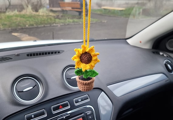 Rear View Mirror Car Charm Sunflower- sign party choice