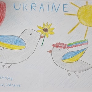 Eu estou com a Ucrânia Arte infantil ucraniana Ore pela Ucrânia Download digital do arquivo Bandeira ucraniana Pequenos negócios ucranianos