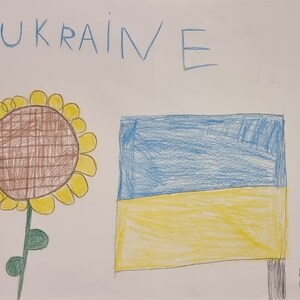 Arte infantil ucraniana, Eu apoio a Ucrânia, Ore pela Ucrânia, Pintura de girassol Download digital de arquivo Pequena empresa ucraniana