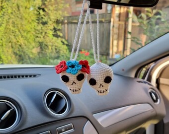 Skeleton car accessories Skull rear view mirror accessories Spooky Halloween car decor