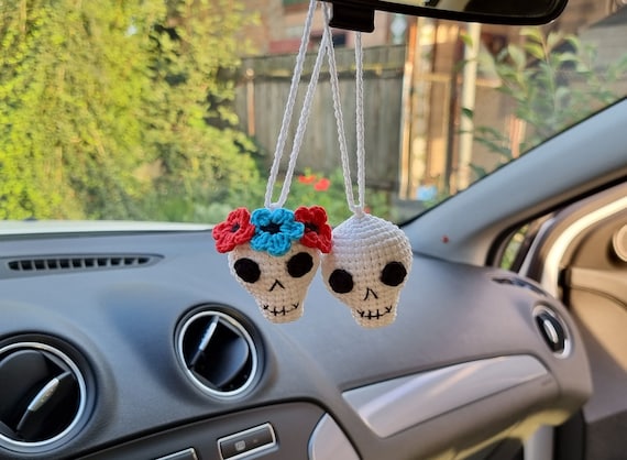 Acrylic Skeleton Figurine Car Hanging Ornament Rearview Mirror