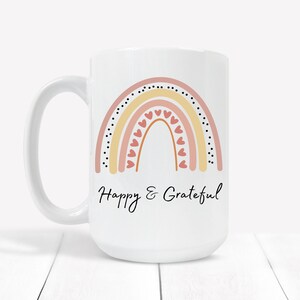 Fröhliche und dankbare Tasse - Boho Tasse - Personalisierte Tasse - Personalisierte Geschenk - Affirmation Tasse - Dankbarkeit Becher