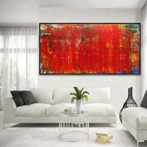 Extra Large Abstract Red Painting, Modern Abstract Art, Oversized Painting, Extra Large Wall Art, XL Canvas, Texture Painting Red painting