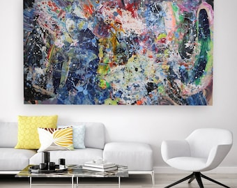 カラフルな抽象画 大きなカラフルな抽象画 アート 明るい抽象画 壁