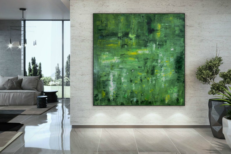 Abstrac Green Landscape Oil Painting Original Large Painting Etsy