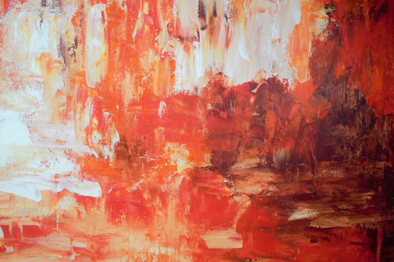 Large Painting on Canvas Orange Abstract Painting Modern Etsy UK