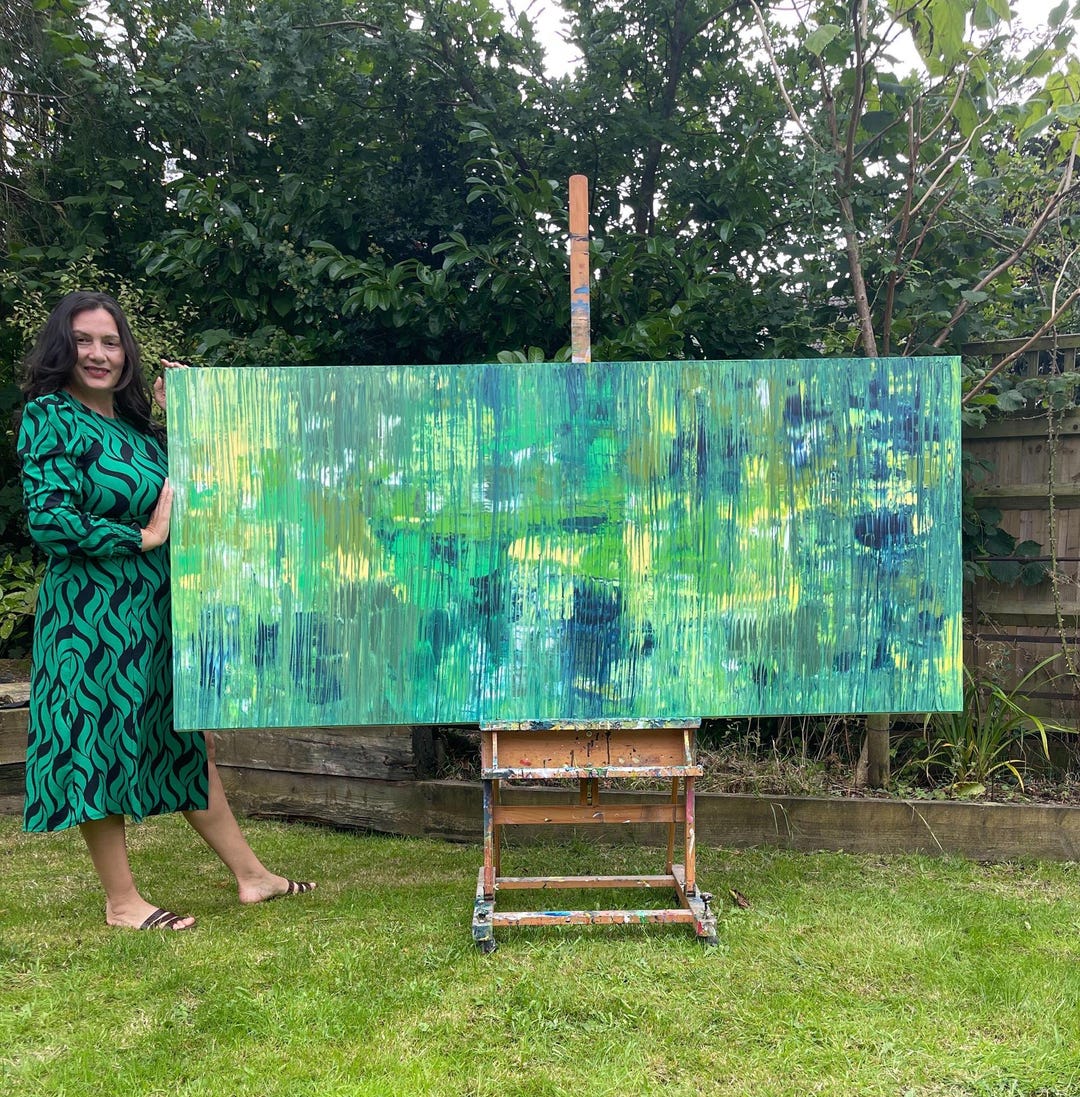 Extra Large Abstract Green Oil Painting on Canvas - Original Art - Etsy