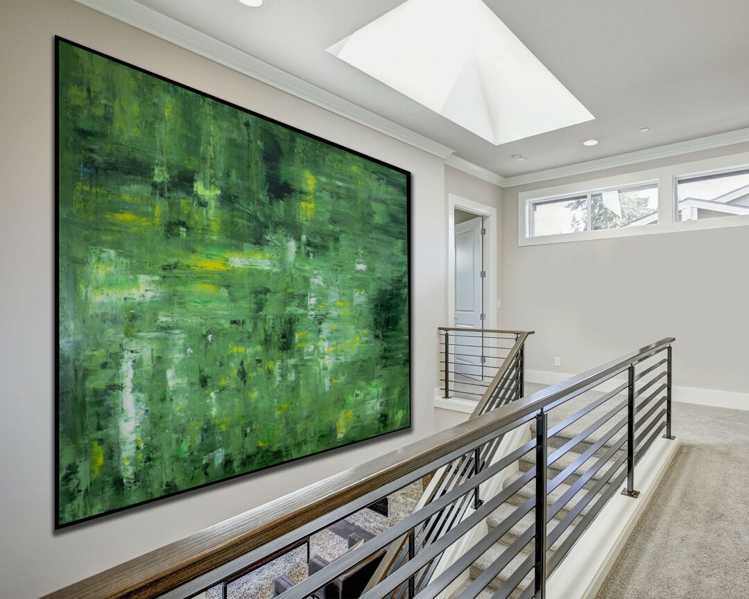 Extra Large Original Green Canvas Wall Art, Modern Green Painting for ...