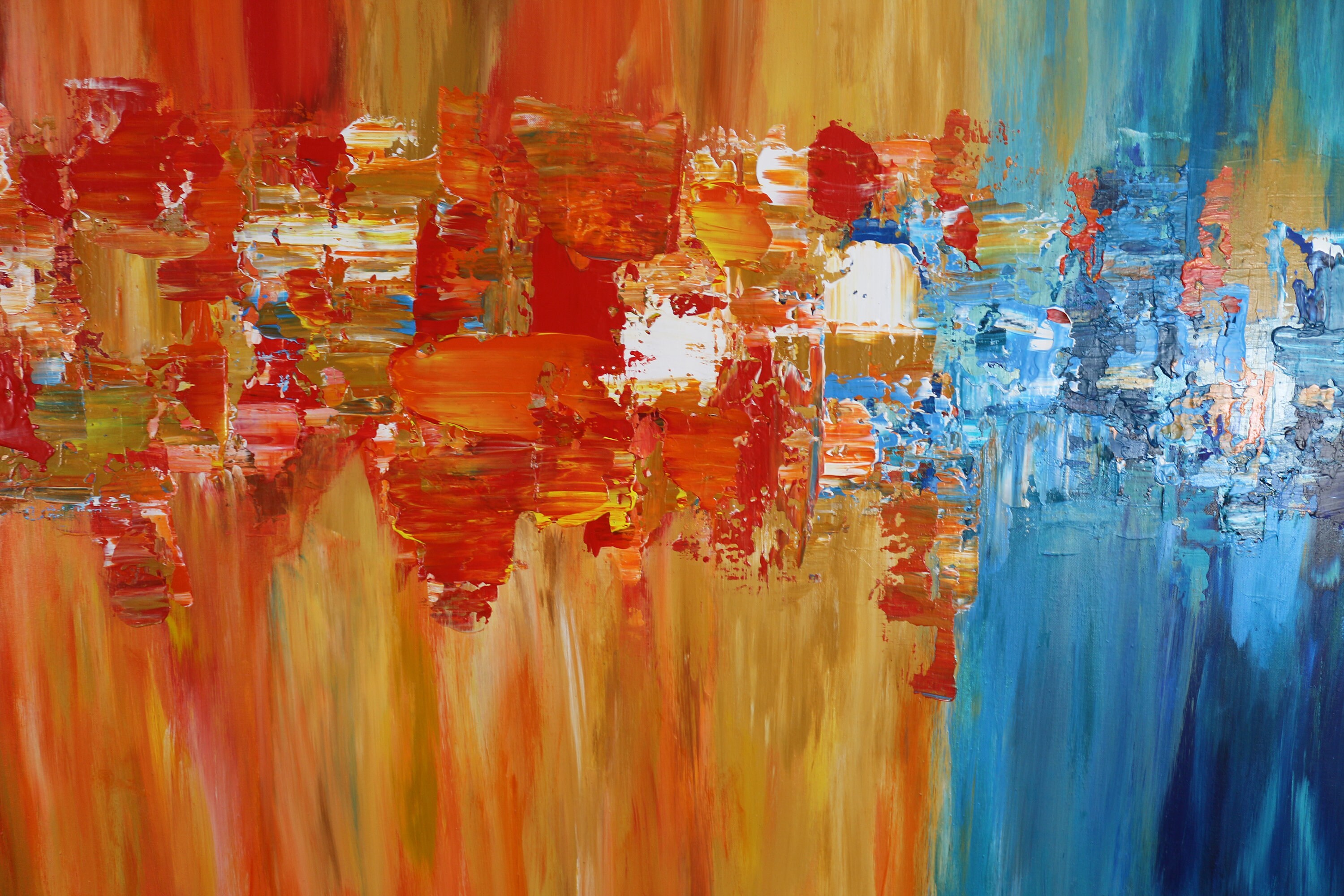 Extra Large Modern Palette Knife Texture Colorful Abstract Etsy