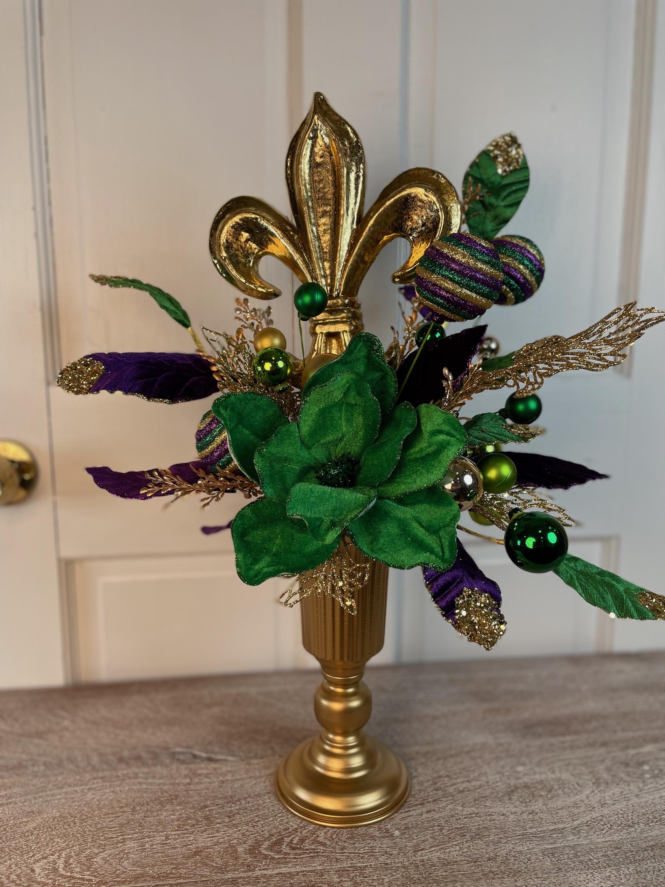 Handmade Mardi Gras Centerpiece: Gold Fleur De Lis Trumpet Vase - Etsy, image size:2250x3000
