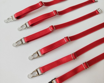 Red Elastic Detachable Suspender Garter Straps, 10 mm elastic width