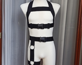 Fast5 Herren Schwarz Elastisches Harness Set Strap Harness