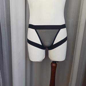 Mesh Strapped Black Metal Ring Harness undie seethrough mesh Strappy Men Panties