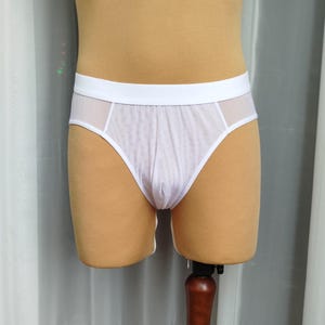 White pouch mesh Briefs, Men Briefs, See through Underwear, Classic and Enlarged pouch, extended pouch briefs