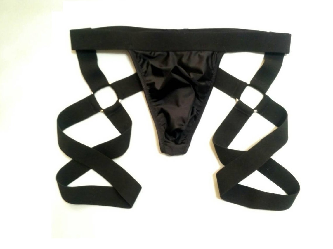 Strapped Jock Strap Black Metal Ring Harness thongs Jockstrap Etsy