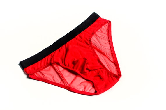 Rote Netz-Slips für Herren, Herren-Unterwäsche, durchsichtige