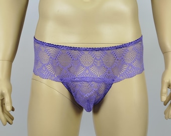 Slip da uomo in pizzo Southern Night Lotus di AiryBliss, lingerie in pizzo per uomo, crossdresser, sissy, intimo per tutti i giorni
