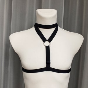 Black Moon Elastic chest harness-transformer, ONE SIZE, fully adjustable strap harness, Cosplay, roleplay, nightclub, lingerie
