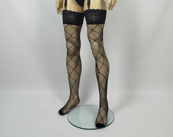 Medias negras de rejilla para hombre con encaje en la parte superior, de AiryBliss - Medias para travestis - Medias hechas a mano y personalizadas