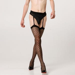 BERTY Mens Sheer Polka Dot Stockings