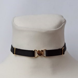 Elastic Choker with Hardware, Choker with Heart closure, sliders and O-ring, Minimal Jewelry