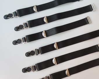 Black Elastic Detachable Suspender Garter Straps, 20 mm elastic width