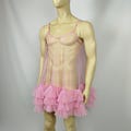 Fairy Bliss Men's See-Trough Ruffle Babydoll Dress in Flower Pink