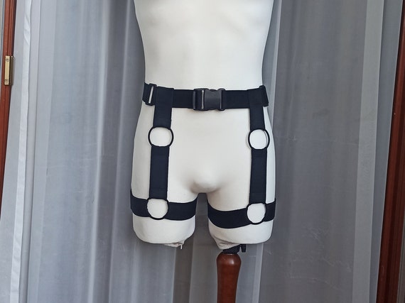 Fast4 Men Black both side leg Elastic harness strap harness