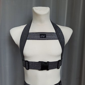 Fast5 Men Silver Black Elastic chest harness