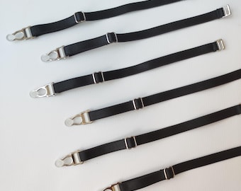 Black Elastic Detachable Suspender Garter Straps, 10 mm elastic width