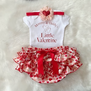 1st Valentine’s Day outfit - Mommy and Daddy’s valentine/ girl&#39;s First Valentine /Daddy’s mini valentine /Newborn Valentine outfit