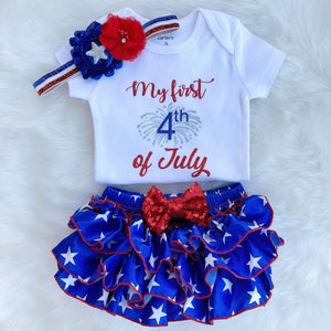 First 4th of July -Baby girl's 1st Fourth of July outfit ,Red white and cute  ,All American baby,July 4th , Newborn outfit