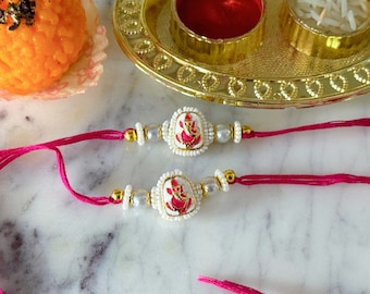 Lot De 3 Rakhi Pour Frère - Design éléphant, Ganesh Et Motif Indien, Pour La Fête De Raksha Bandhan