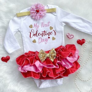 First Valentine’s Day outfit -Baby girl&#39;s First Valentine /Daddy’s mini valentine / Newborn Valentine outfit / 1st Valentine’s Day