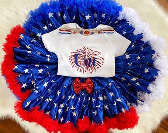 First Birthday-4th of July Baby/ Baby girl's 1st Birthday outfit ,Red white and cute  ,All American baby,Firecracker baby/Red White and blue