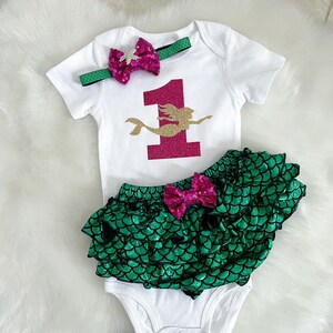Mermaid 1st Birthday -Under the sea /Mermaid/Seashell/fish Scale tutu/CakeSmash/Mermaid Bloomerskirt /Birthday tutu/First Birthday outfit