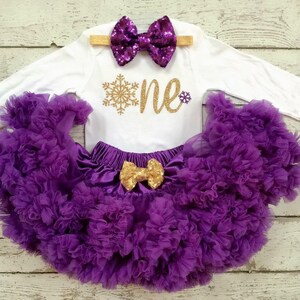 Winter Onederland Snowflake 1st Birthday -First Birthday Outfit /Winter wonderland/Purple and Gold /Cake smash/1st Birthday Outfit