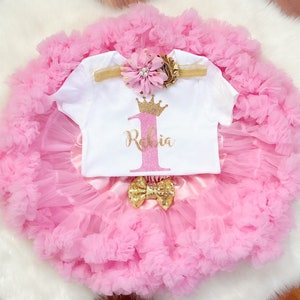 Premier anniversaire-Anniversaire de princesse / Tenue de 1er anniversaire en or rose / Tenue de 1er anniversaire / Tutu rose / Tenue CakeSmash / Fille 1er anniversaire