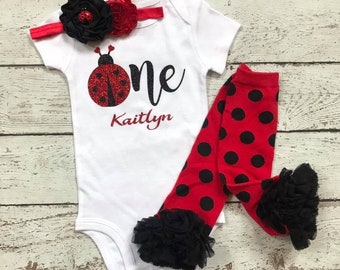 LadyBug 1st Birthday -First Birthday Outfit /Ladybug /Red Black /Cake Smash outfit /1st birthday outfit