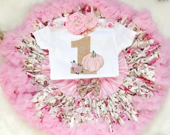 Pink Pumpkin/ 1st Birthday outfit -Pumpkin 1st Birthday/Pettiskirt/ Cake smash/Pumpkin Birthday outfit