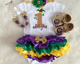 Mardi Gras - First Mardi Gras outfit/Purple gold Green outfit/1st Mardi Gras/CakeSmash outfit