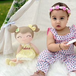 Personalisierte Puppe/Babys erste Puppe/Ostern Geschenk/Weihnachtsgeschenk/1.Geburtstag Geschenk/Babyparty/Taufgeschenk/Stoffpuppe