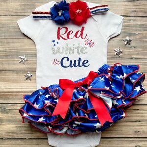 First 4th of July -Baby girl&#39;s 1st Fourth of July outfit ,Red white and cute  ,All American baby,July 4th , Newborn outfit