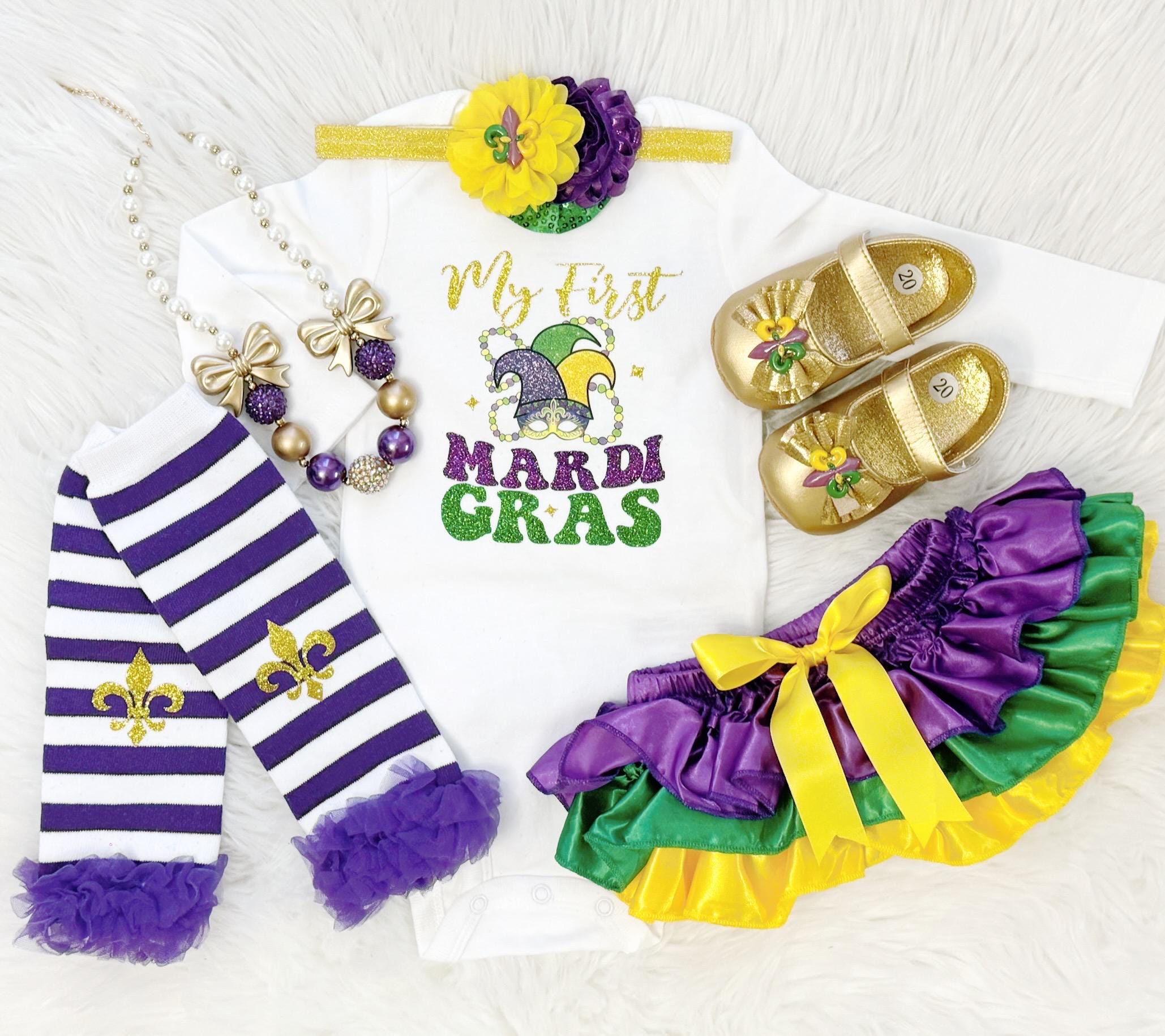 Mardi Gras - First Mardi Gras outfit/Purple gold Green outfit/1st Mardi Gras/CakeSmash outfit/MardiGras Diva